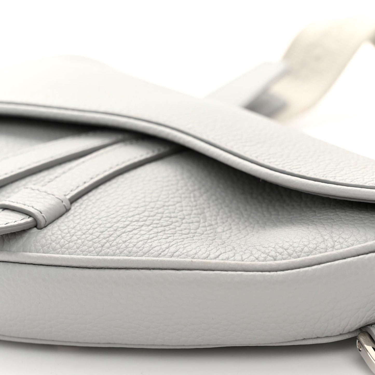 Grained Calfskin Mens Mini Saddle Bag Gray