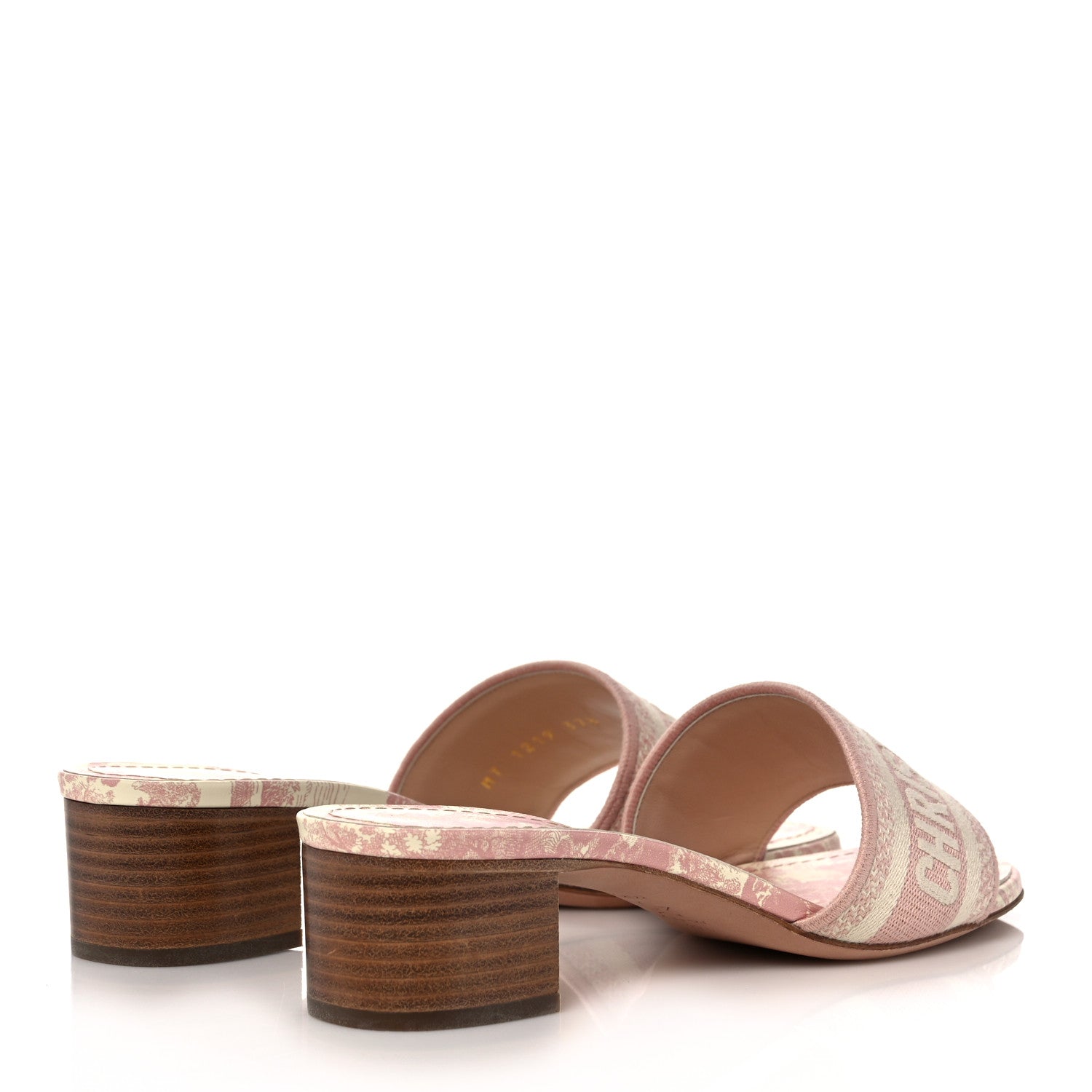 Christian Dior Cotton Toile De Jouy Embroidered Dway 50mm Slide Sandals 37.5 Light Pink 4 of 10