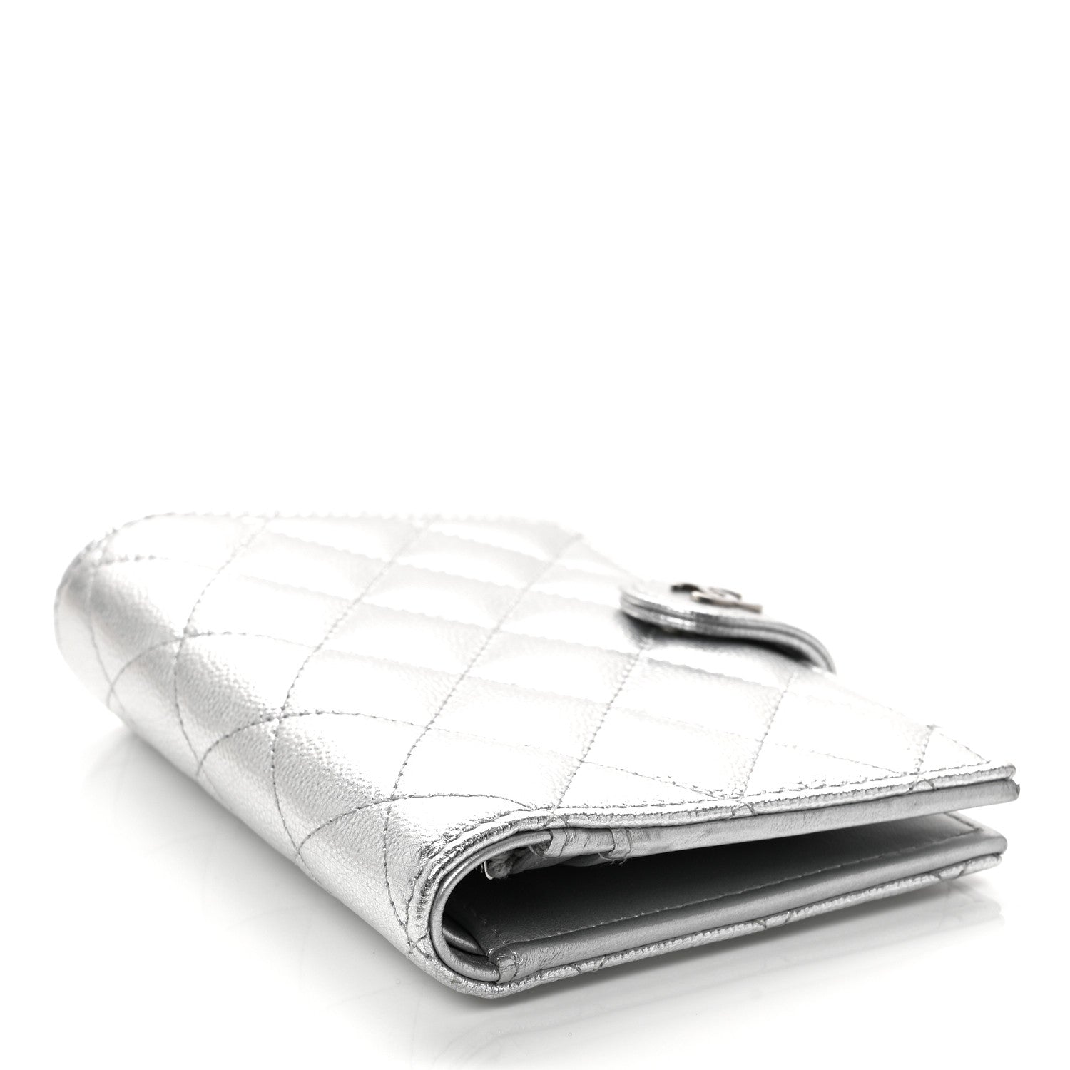 Chanel Metallic Caviar Quilted Passport Holder Silver 4 of 9