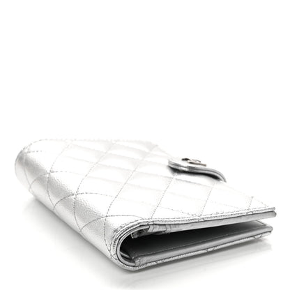 Chanel Metallic Caviar Quilted Passport Holder Silver 4 of 9