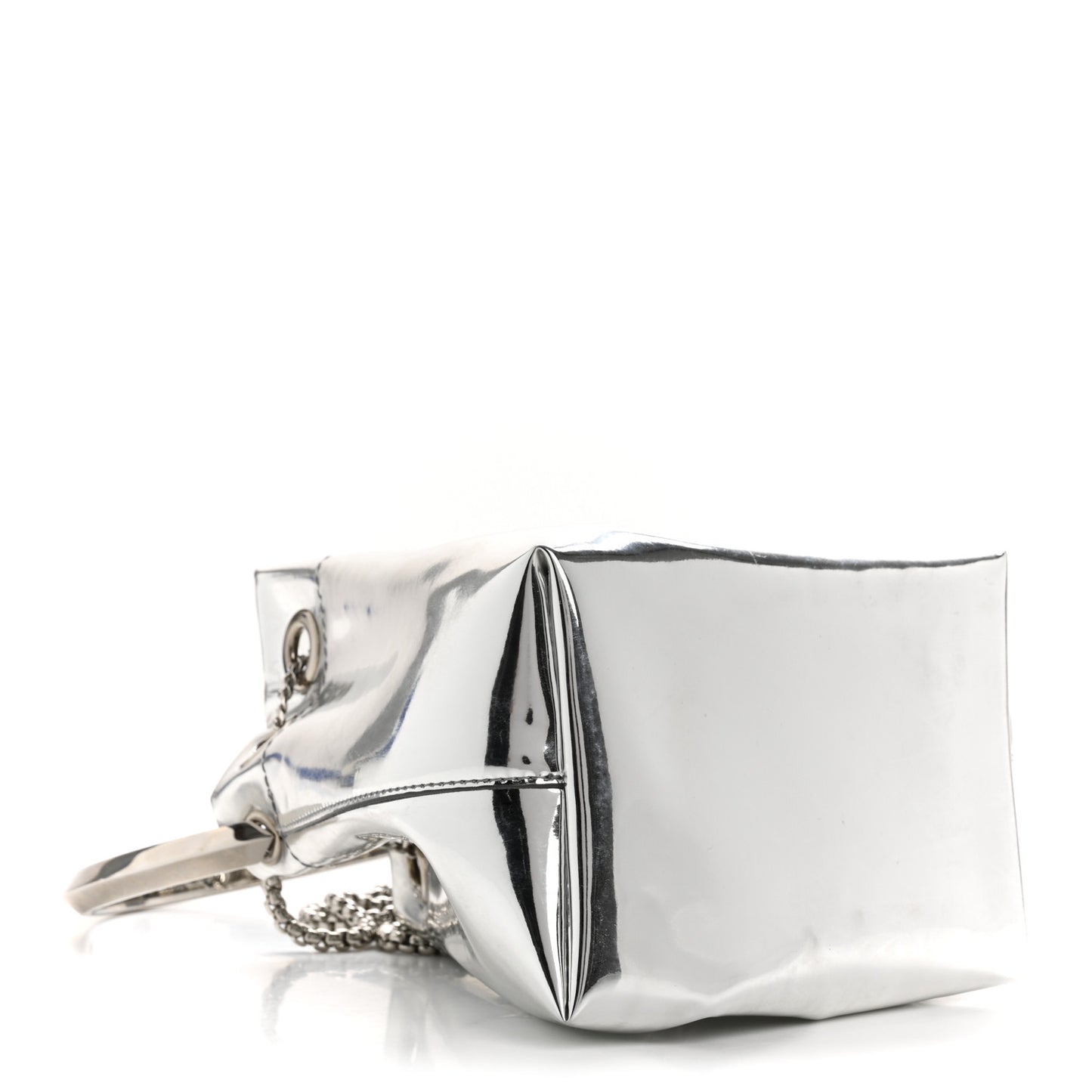 Metallic Patent Bon Bon Bag Silver
