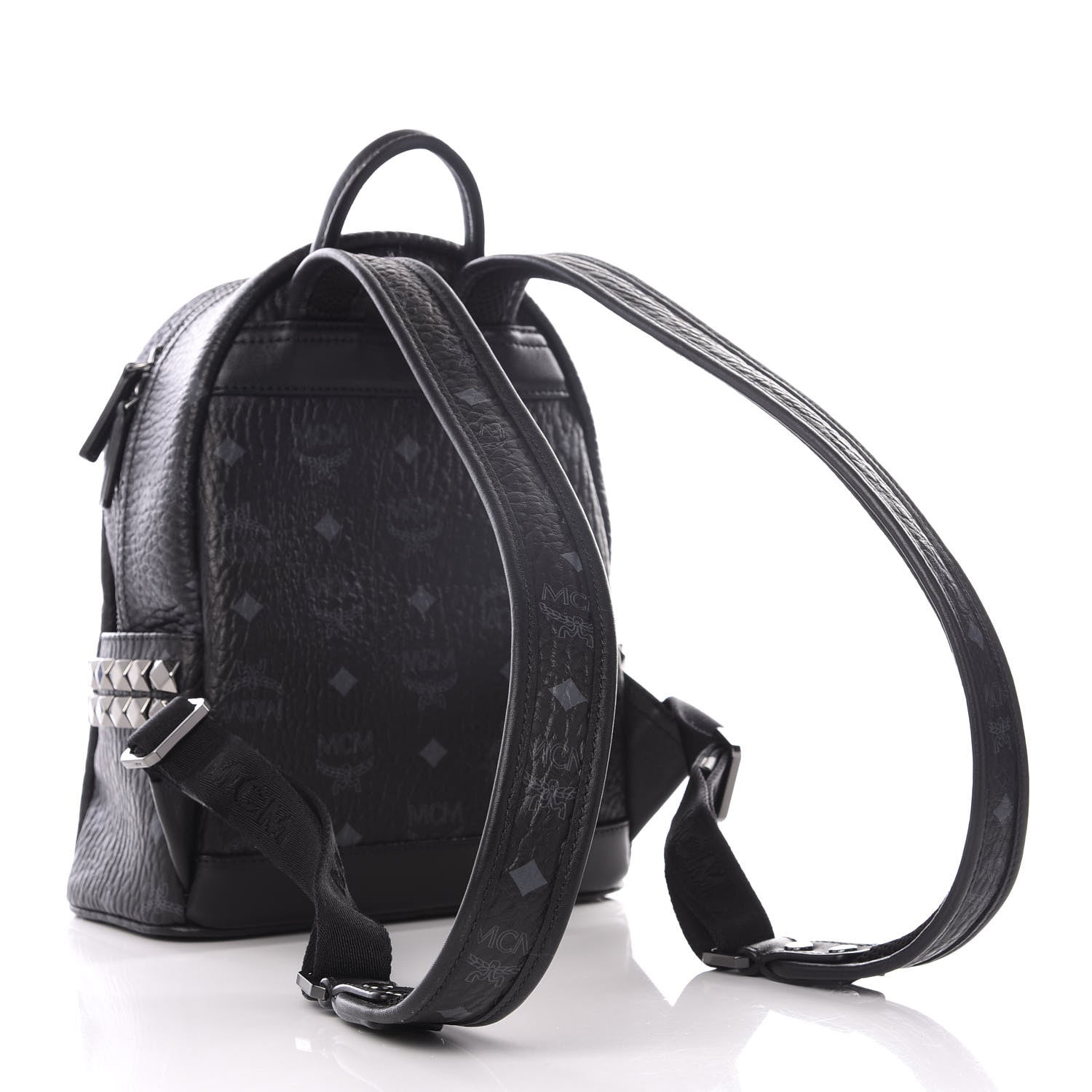 MCM Visetos Side Stud Mini Stark Backpack Black 2 of 9