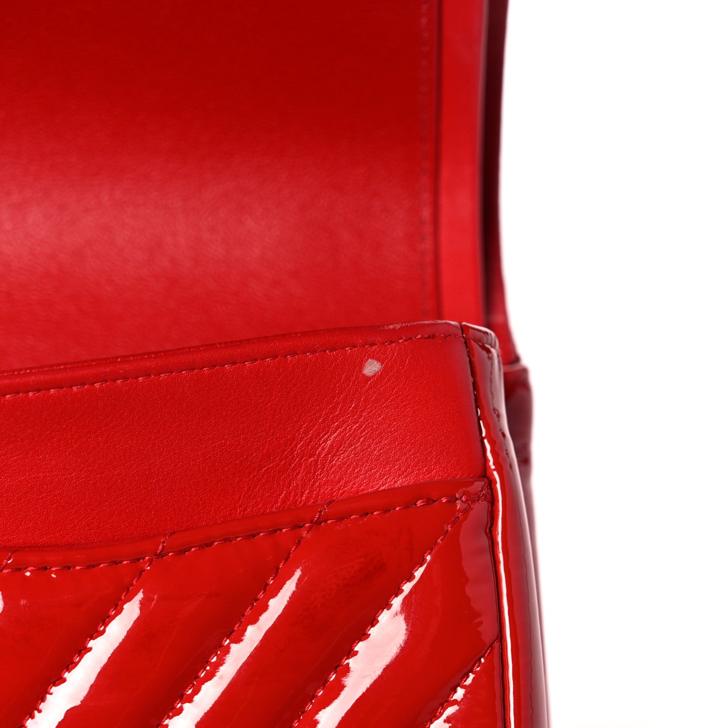Chanel Patent Chevron Quilted Medium Double Flap Red 11 of 20