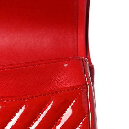 Chanel Patent Chevron Quilted Medium Double Flap Red 11 of 20