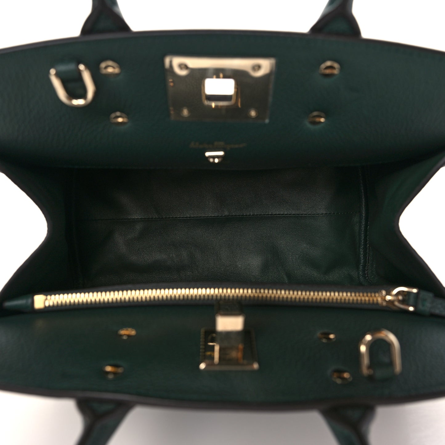 Hammered Calfskin Medium Studio Top Handle Bag Dark Green