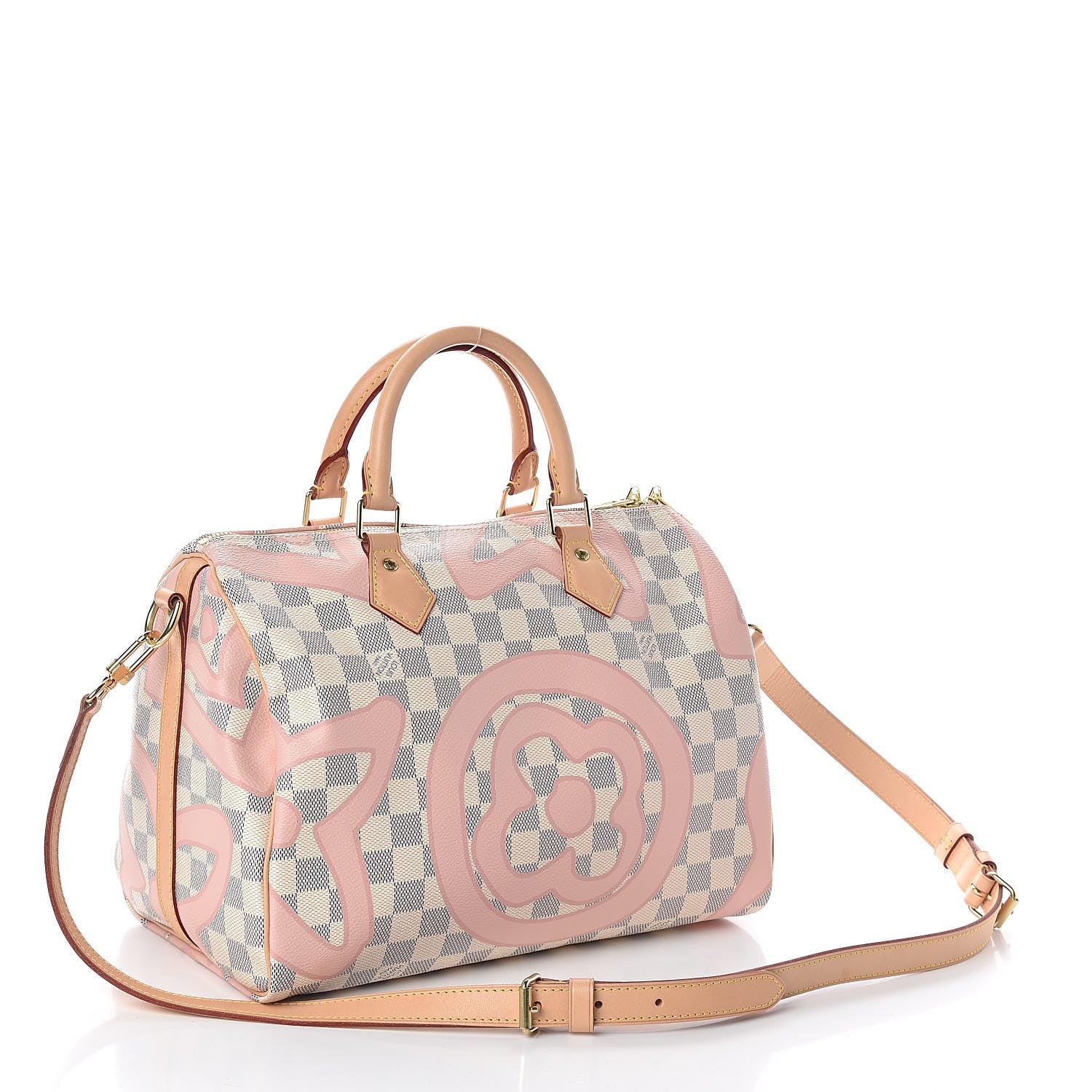 Louis Vuitton Damier Azur Tahitienne Speedy Bandouliere 30 Rose Ballerine 3 of 10