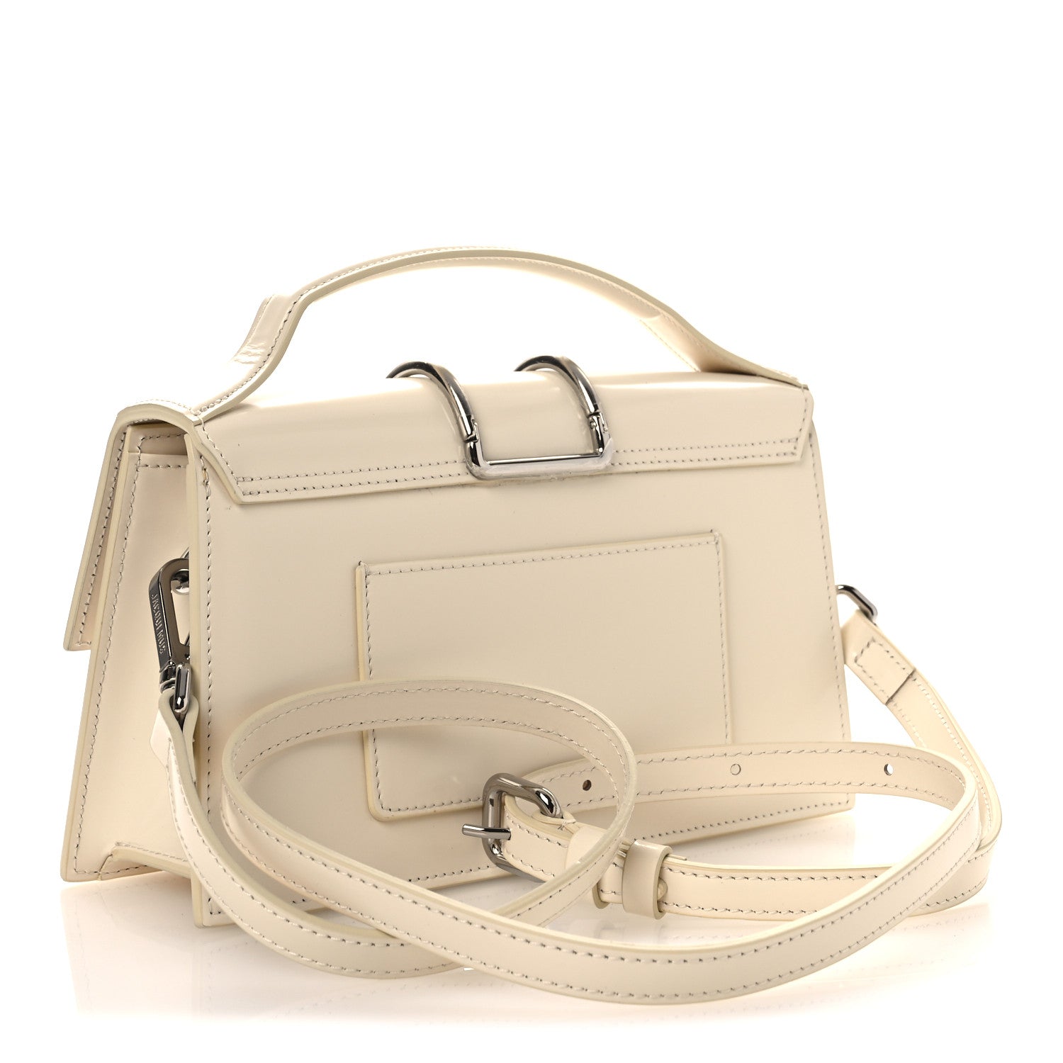 Jacquemus Smooth Calfskin Metal Flap Le Grand Bambino Light Ivory