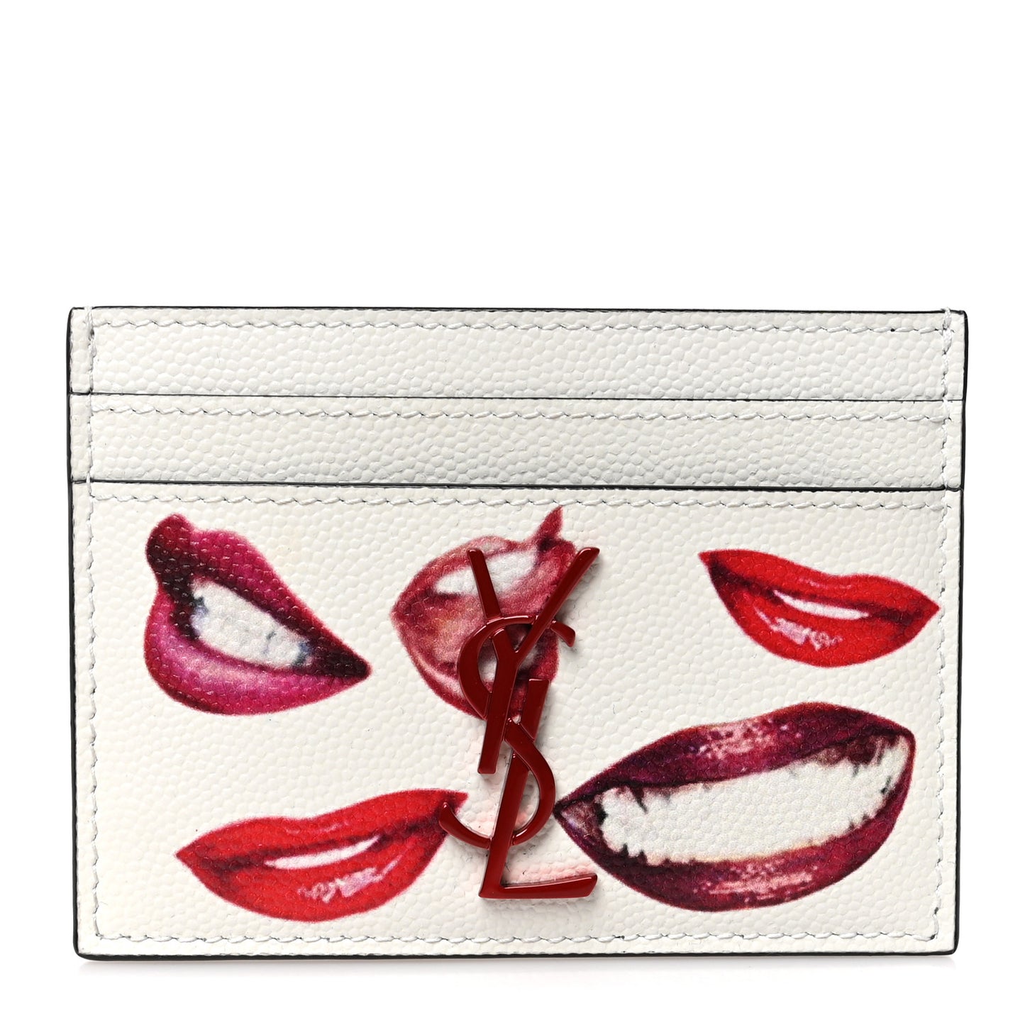 Grain De Poudre Lips Print Monogram Card Holder White Red