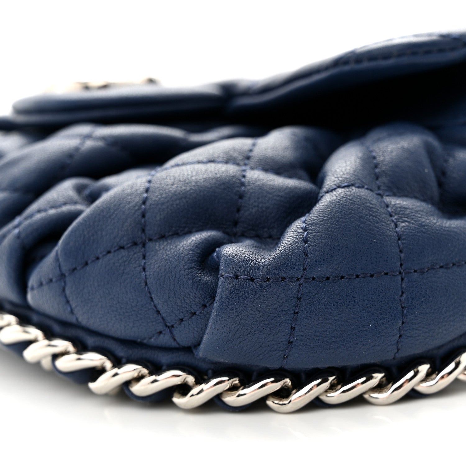 Chanel Washed Lambskin Quilted Mini Chain Around Flap Blue 10 of 12