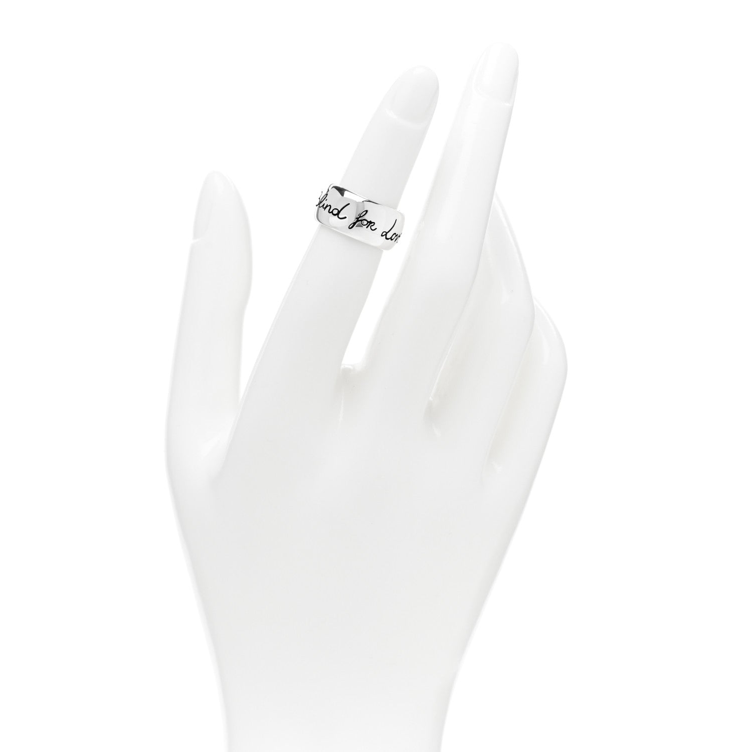 Gucci Sterling Silver Wide Blind for Love Band Ring 48 4.5 2 of 4