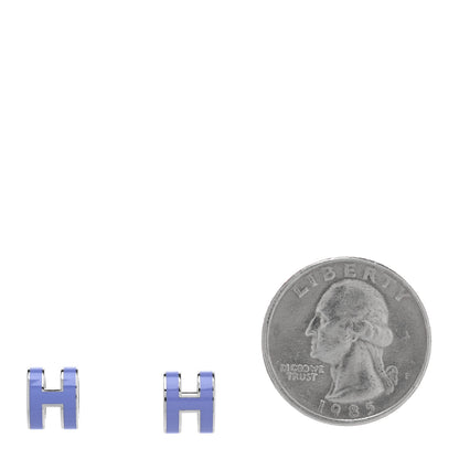 Hermes Palladium Lacquered Mini Pop H Earrings Lilac 2 of 5