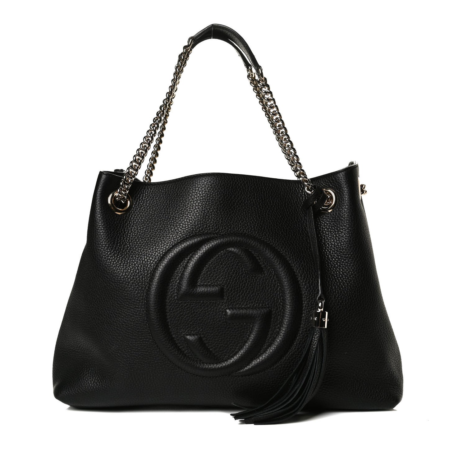 Pebbled Calfskin Medium Soho Chain Shoulder Bag Black