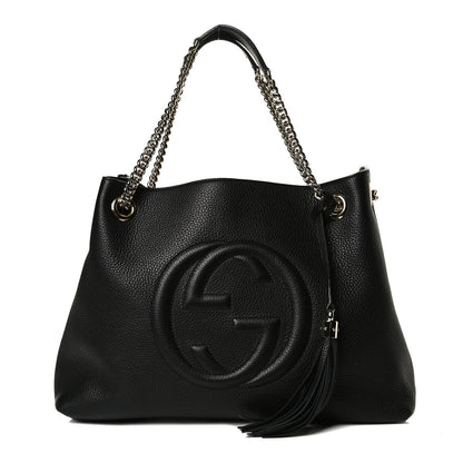 Gucci Pebbled Calfskin Medium Soho Chain Shoulder Bag Black 1 of 12