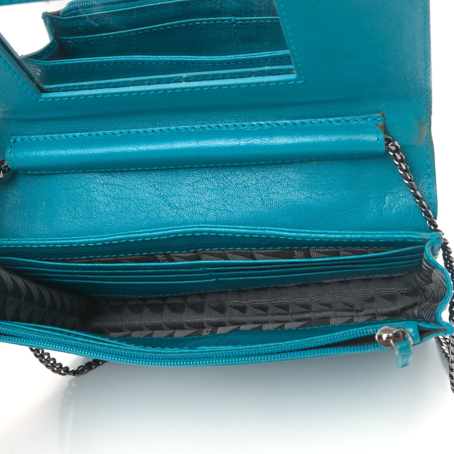 Lambskin Large PS1 Chain Wallet Turquoise