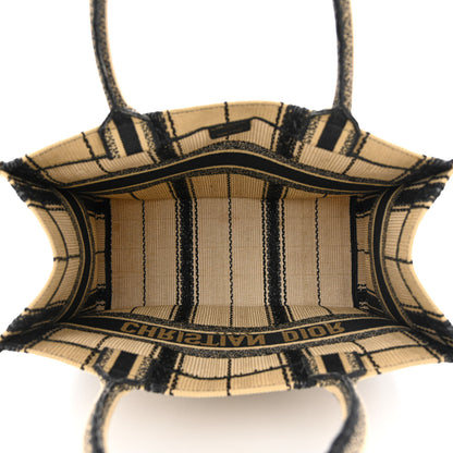 Christian Dior Canvas Embroidered Medium Bayadere Book Tote Black Beige 5 of 15