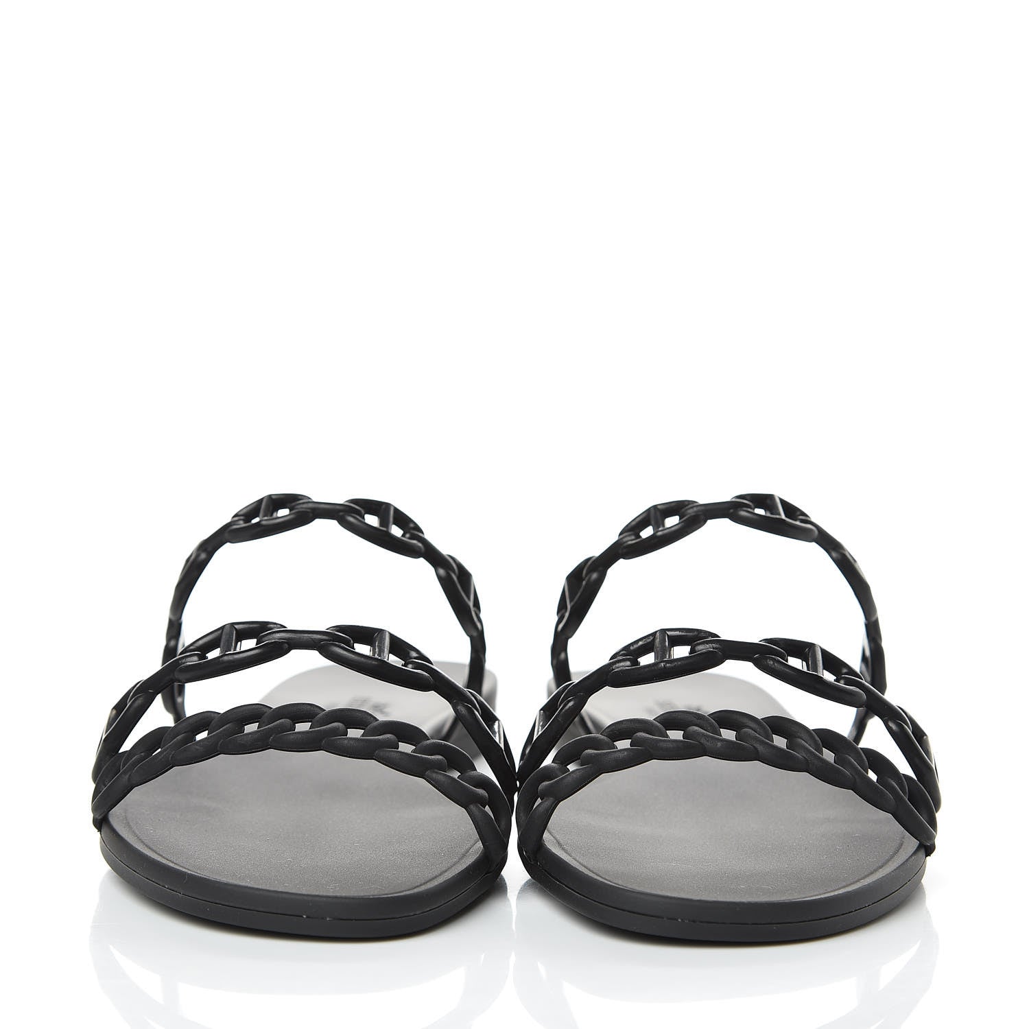 Hermes Rubber Chaine d'Ancre Rivage Sandals 37 Black 2 of 8