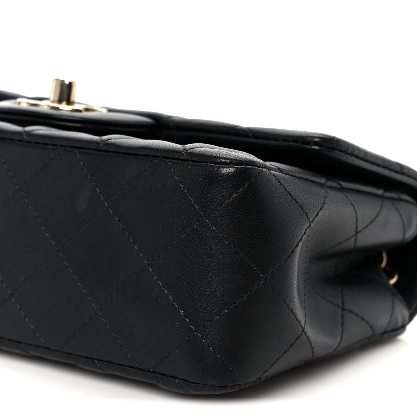 Lambskin Quilted Mini Rectangular Flap Black