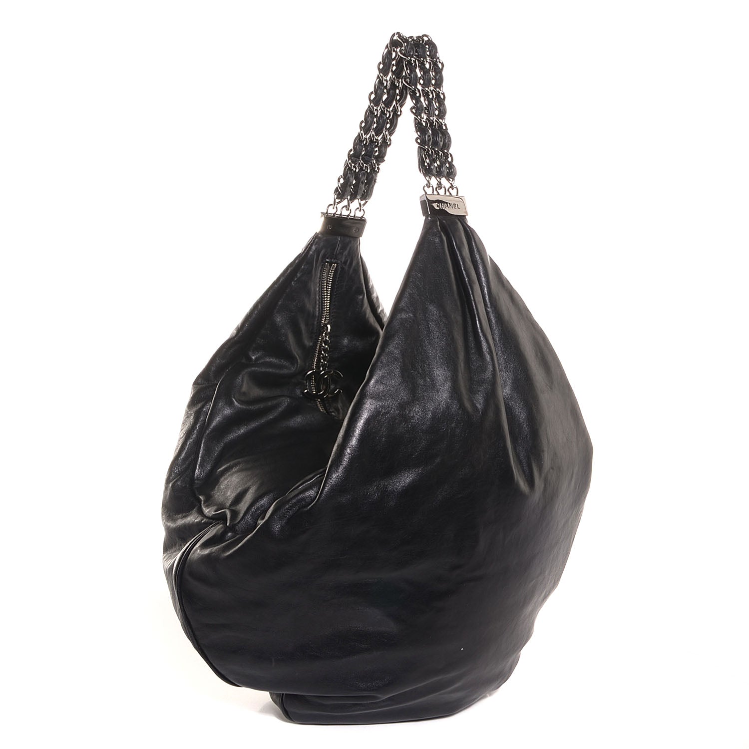 Chanel Lambskin Large Rock and Chain Hobo Black 3 of 9