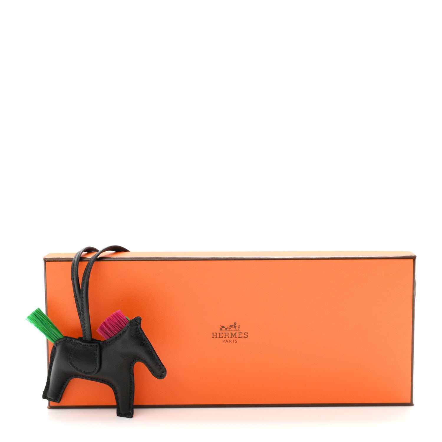 Hermes Milo Lambskin Horse Hair Grigri Rodeo Punk Horse Bag Charm PM Black Menthe Magnolia 5 of 5
