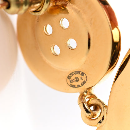Chanel Metal Large Paris Button Earrings Gold 4 of 5