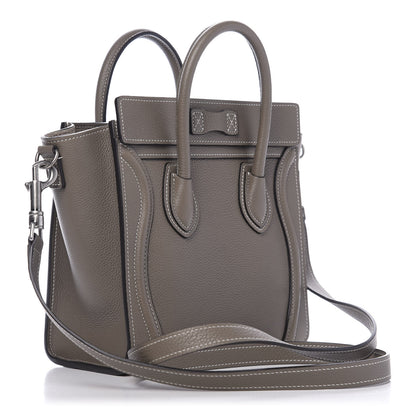 Celine Drummed Calfskin Nano Luggage Souris 3 of 9