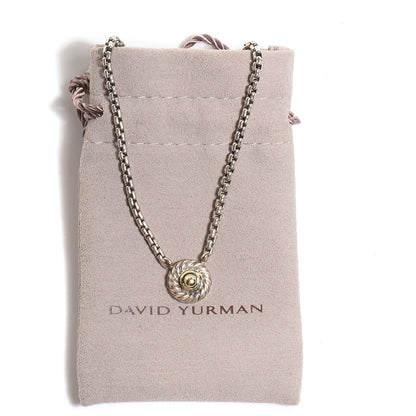 David Yurman Sterling Silver 14K Yellow Gold Cookie Pendant Necklace 7 of 7