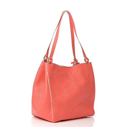 Burberry Signature Grain Calfskin Check Embossed Small Canterbury Tote Rose Pink 2 of 9