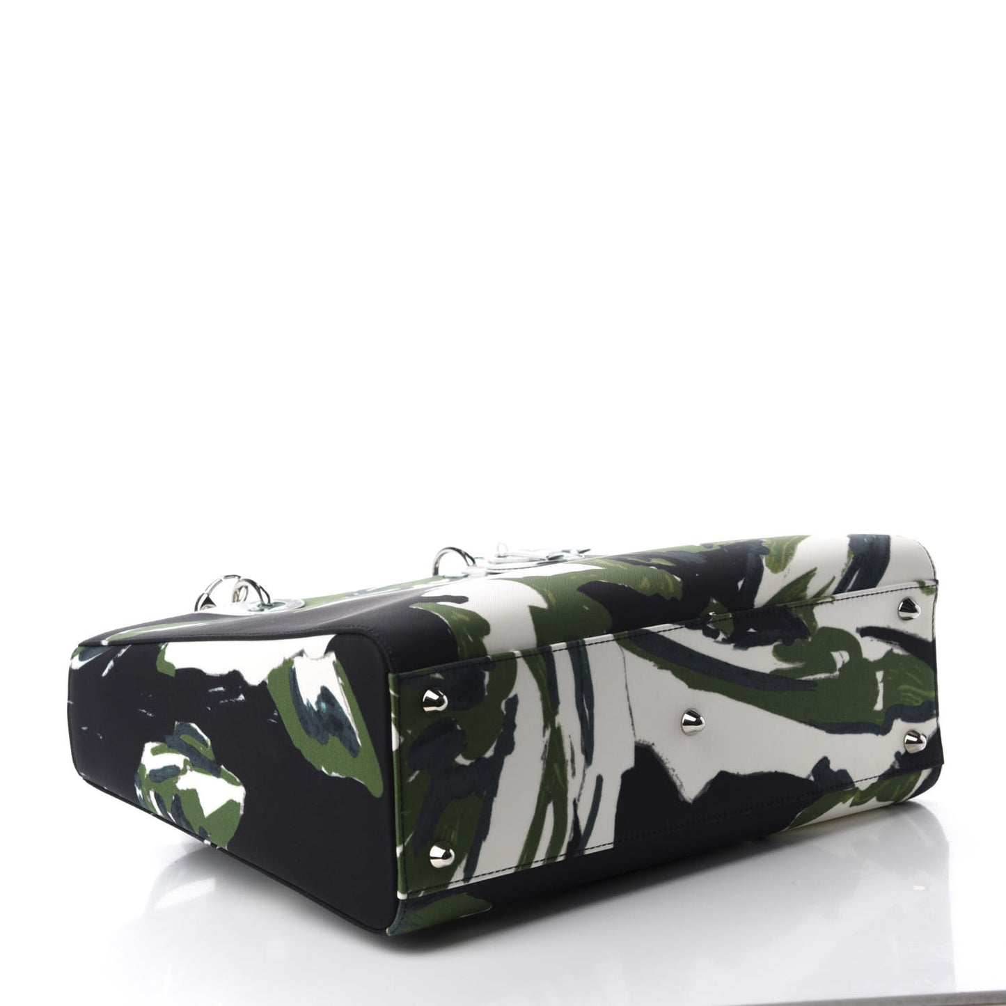 Canvas Graffiti Floral Printed Large Lady Dior Green White