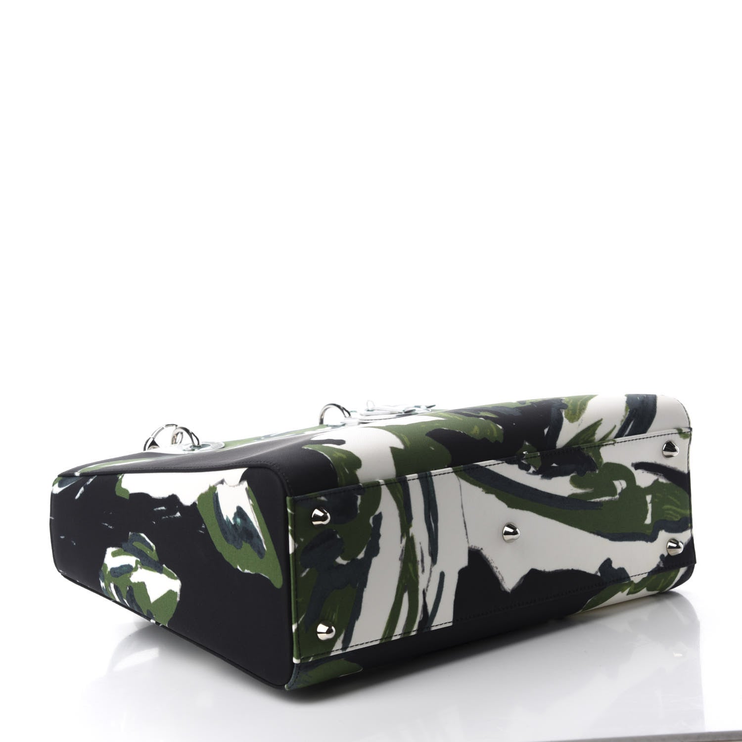 Christian Dior Canvas Graffiti Floral Printed Large Lady Dior Green White 3 of 11