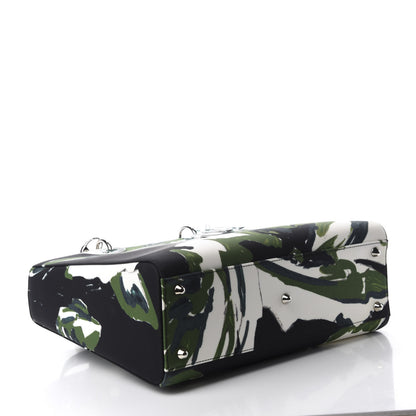 Christian Dior Canvas Graffiti Floral Printed Large Lady Dior Green White 3 of 11