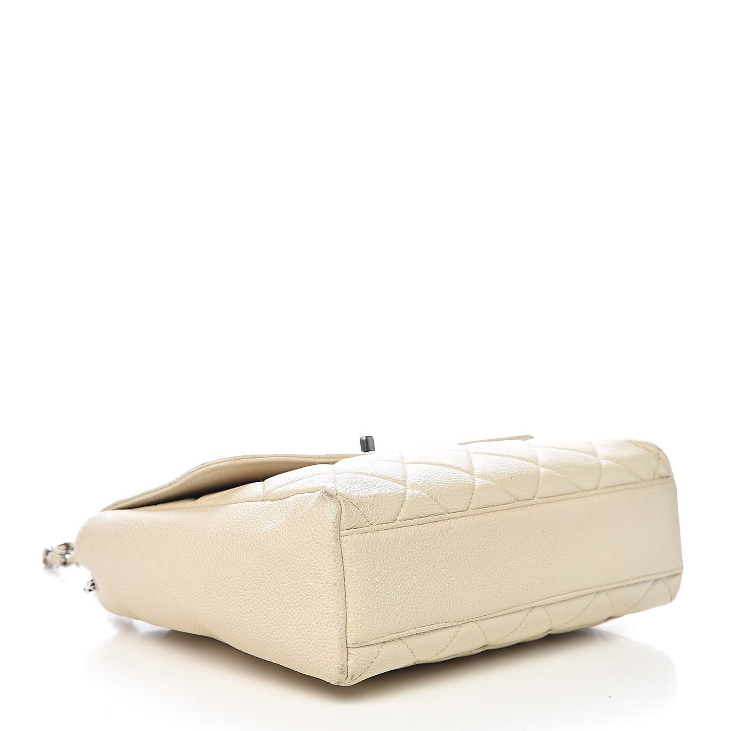 Caviar Quilted Small Single Flap Light Beige