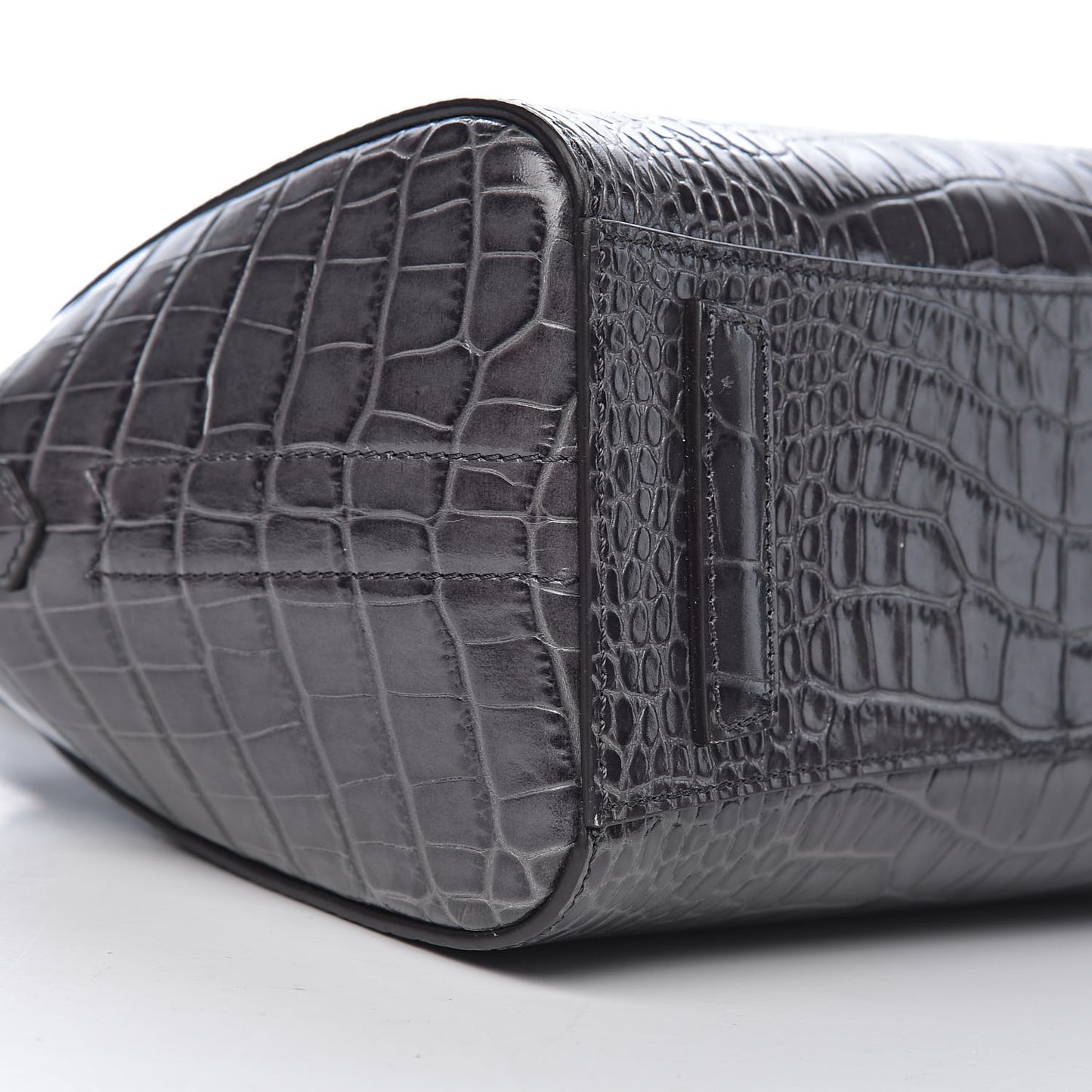 Calfskin Crocodile Embossed Mini Antigona Storm Grey
