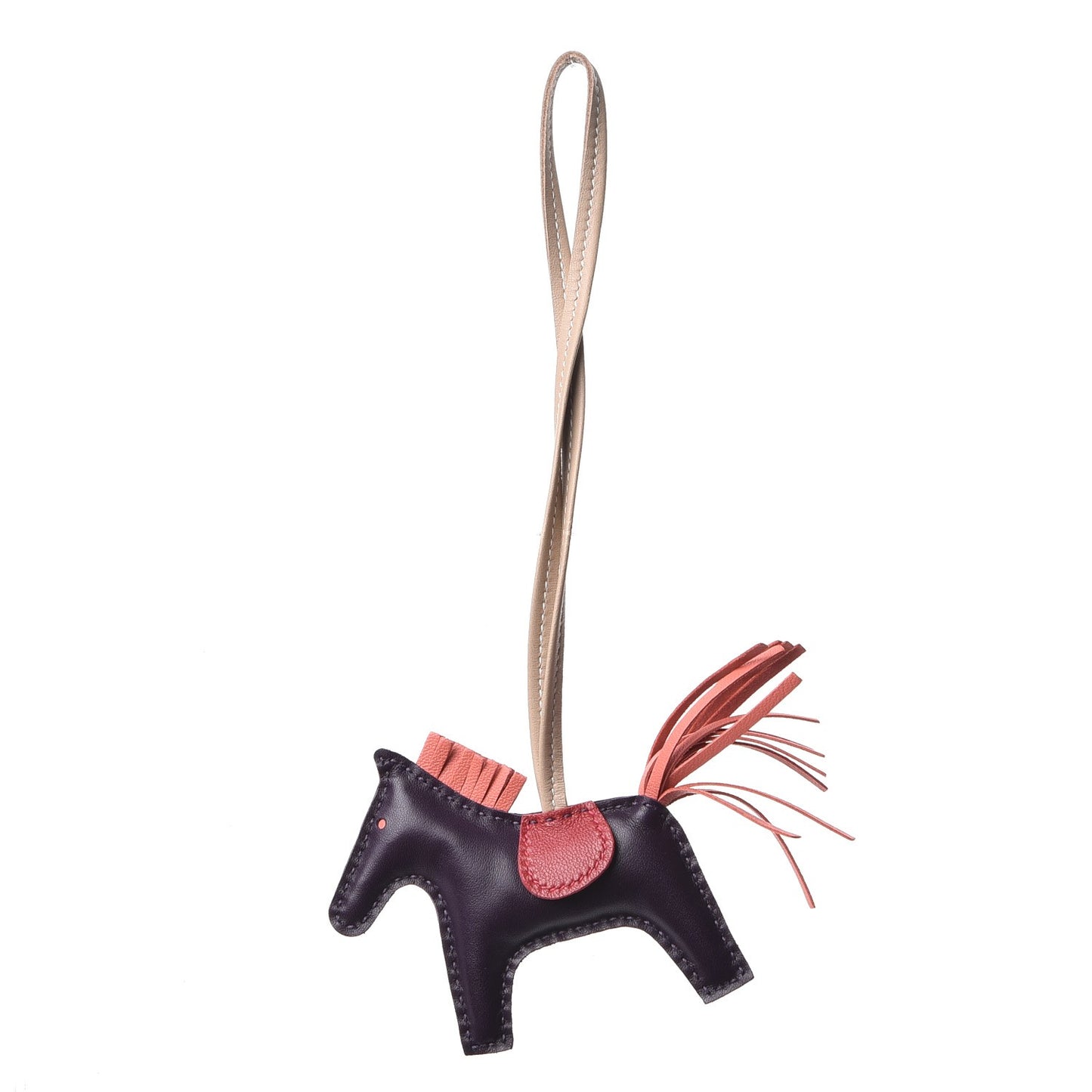 Milo Lambskin Grigri Rodeo Horse Bag Charm PM Raisin Flamingo Rouge Vif Argile