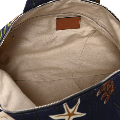 Loewe Canvas Calfskin Mermaid Print Paulas Ibiza Shark Holdall Navy Multicolor 6 of 10