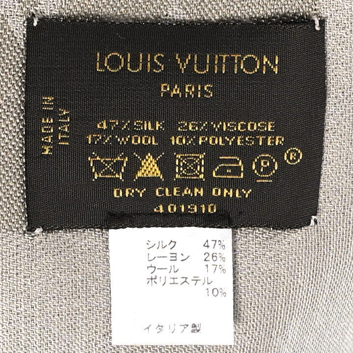 Louis Vuitton Silk Lurex Wool Monogram Shine Shawl Greige 3 of 3