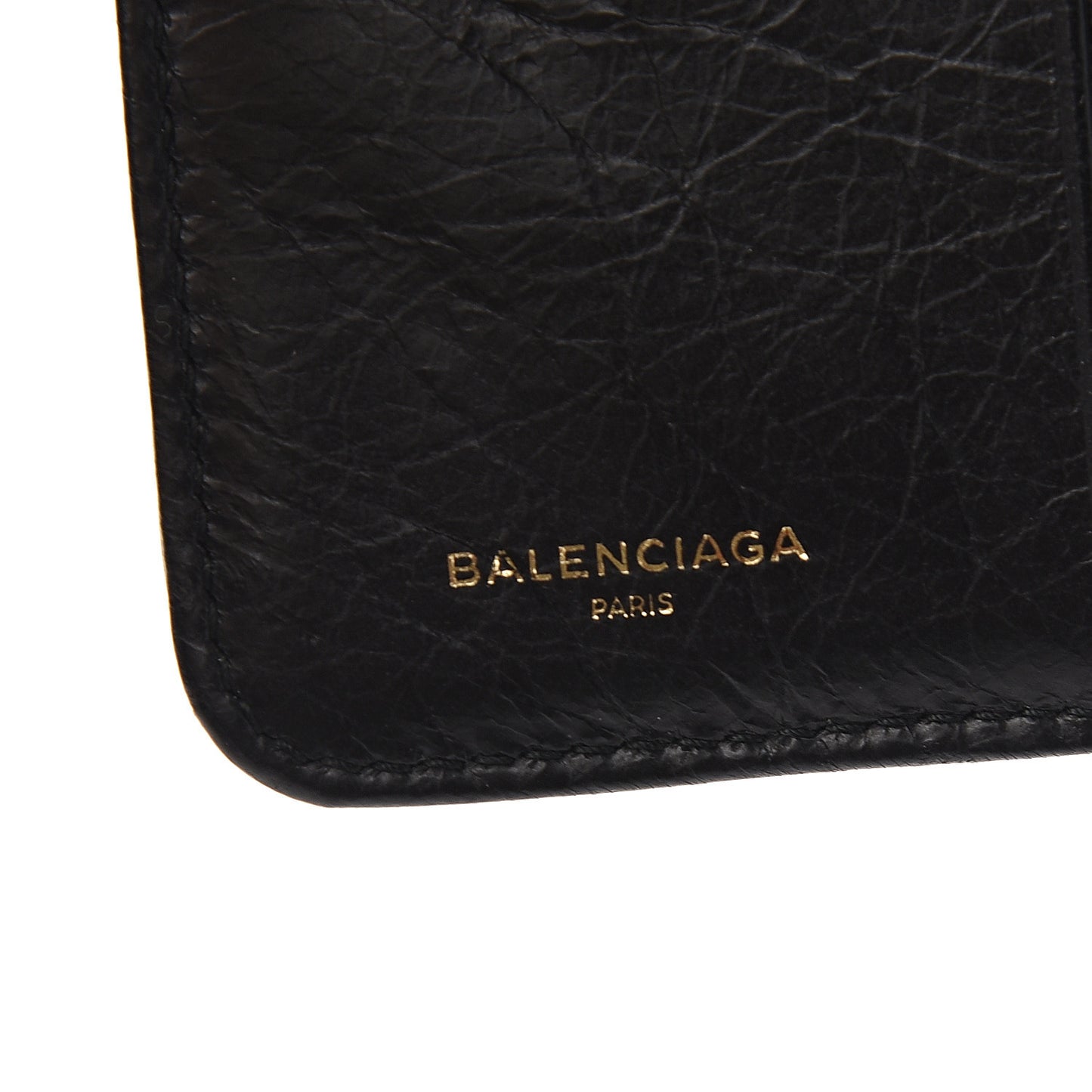 Agneau Classic Gold Hardware Compact Wallet Black