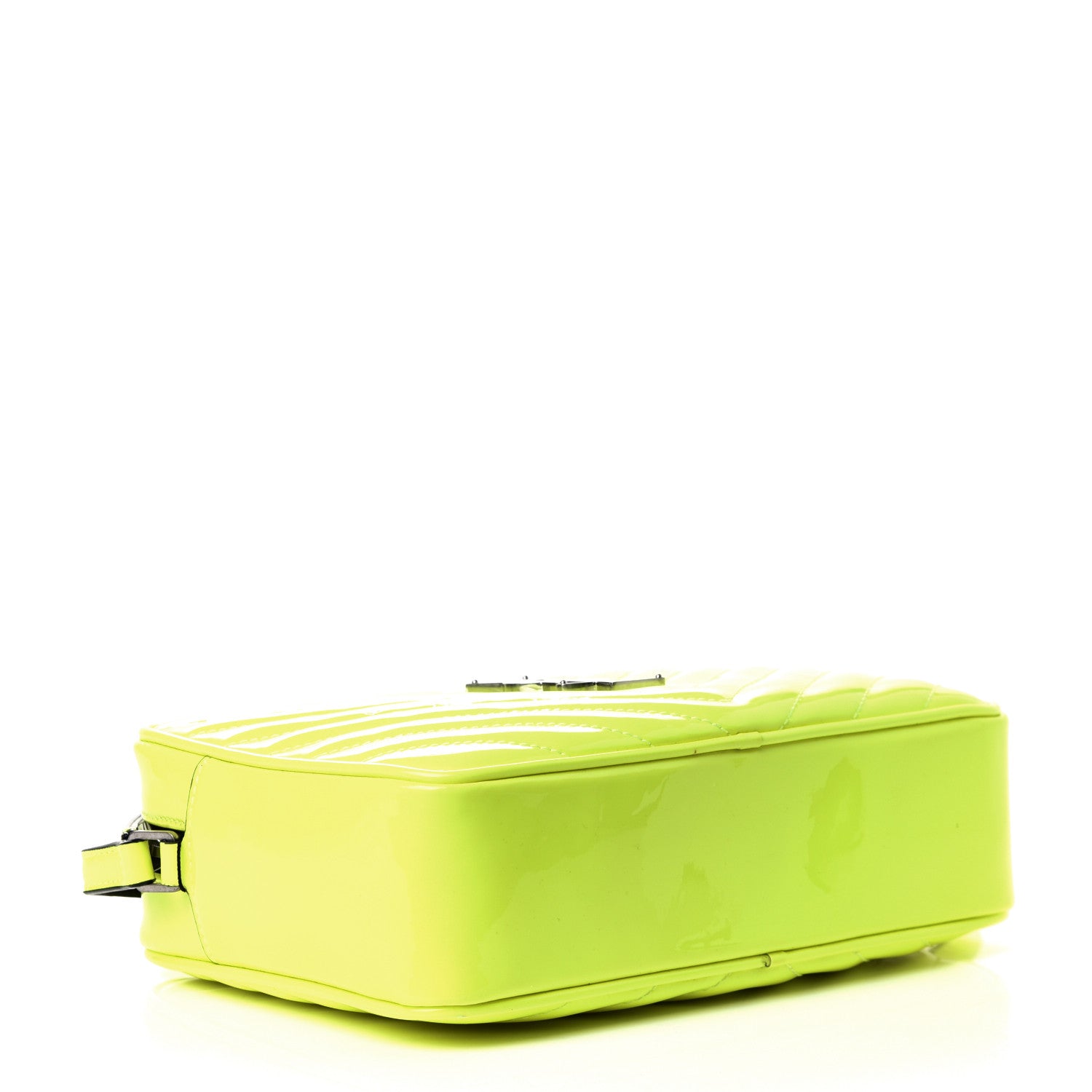 Saint Laurent Patent Calfskin Matelasse Monogram Lou Camera Bag Neon Yellow 3 of 4