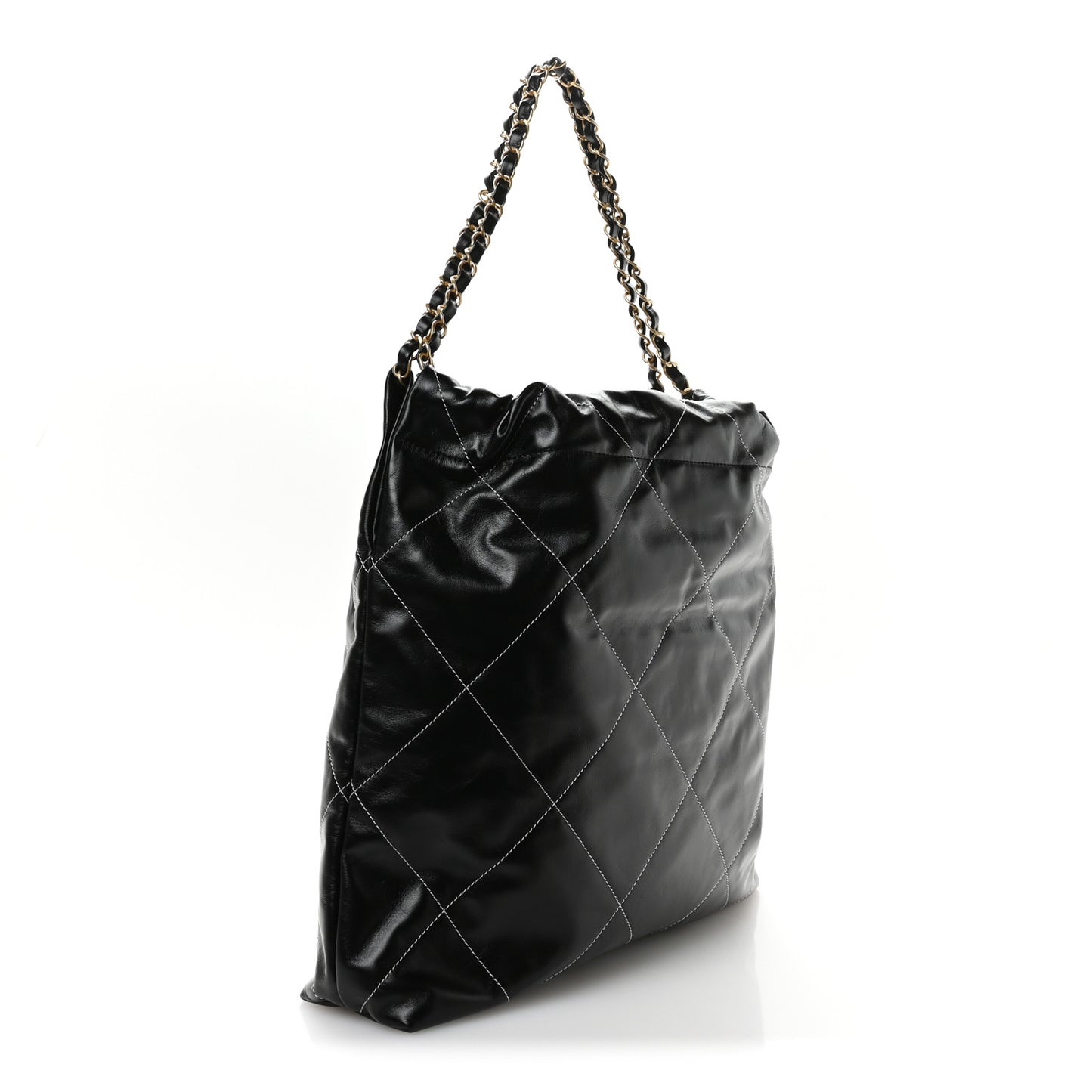 Shiny Calfskin Stitched Chanel 22 Black White