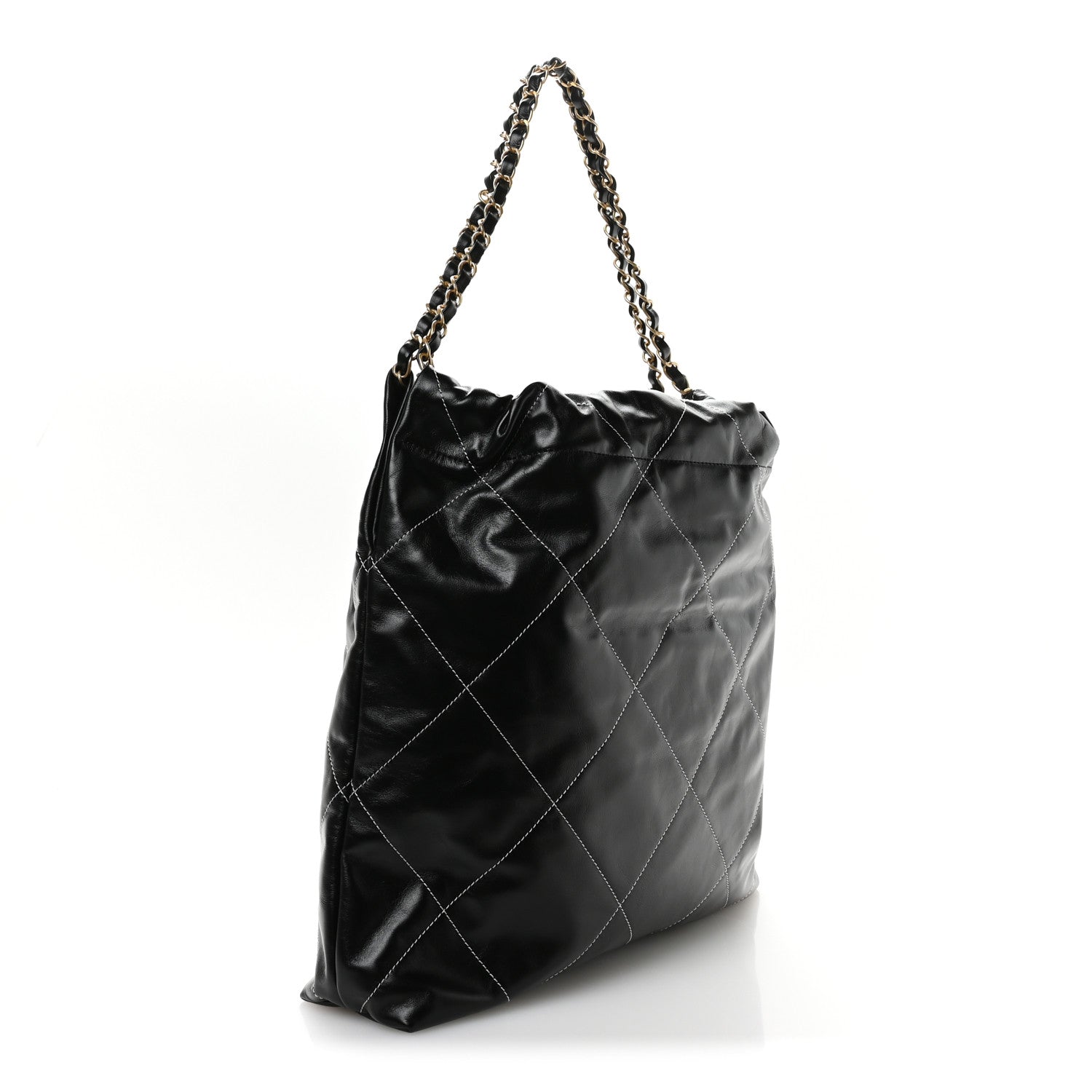 Chanel Shiny Calfskin Stitched Chanel 22 Black White 4 of 12