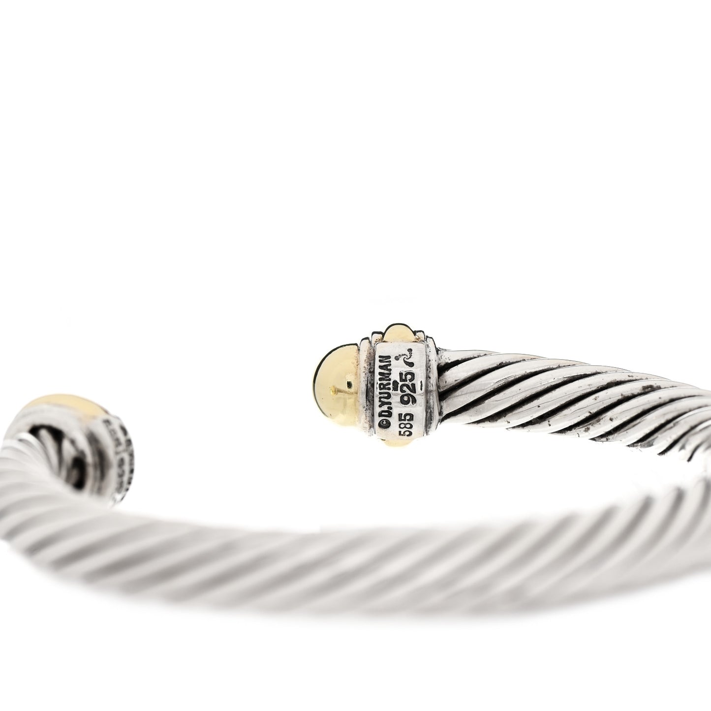 Sterling Silver 14K Yellow Gold 7mm Cable Classics Bracelet