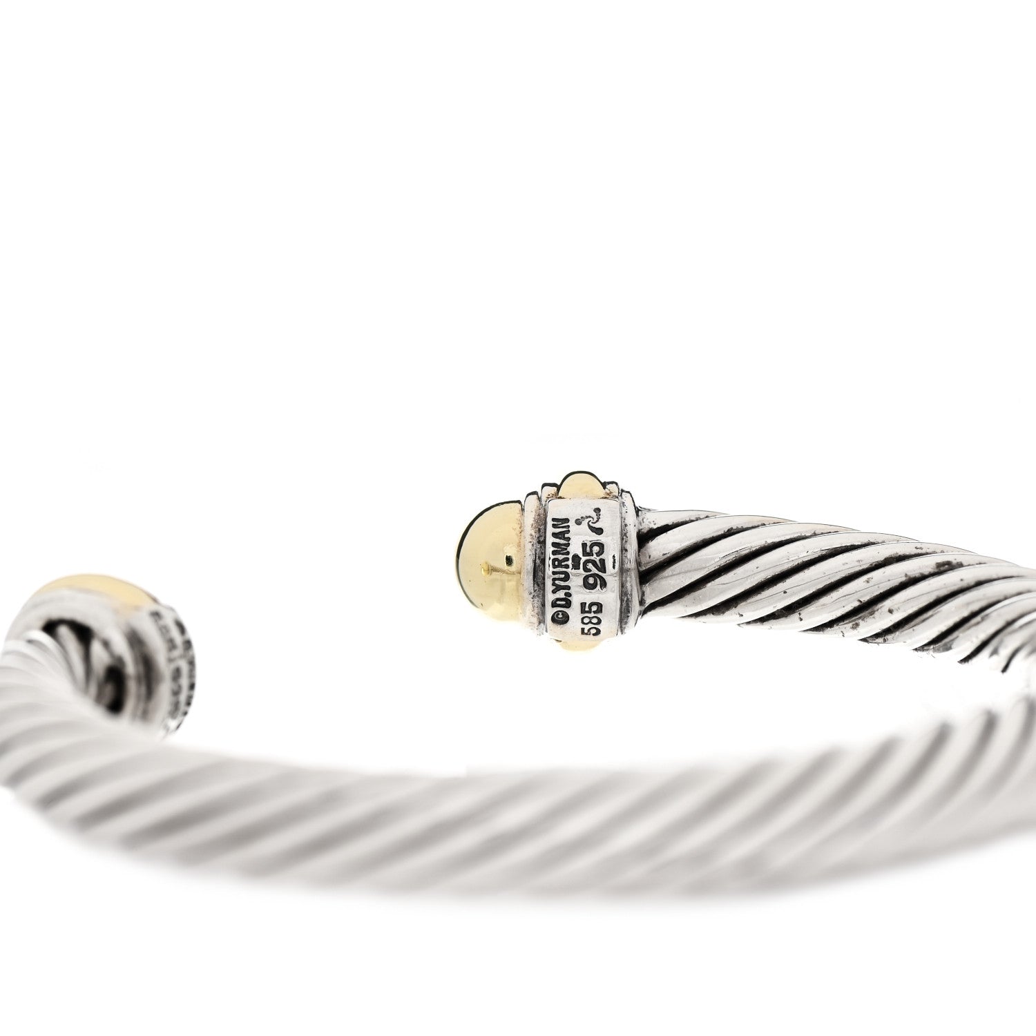 David Yurman Sterling Silver 14K Yellow Gold 7mm Cable Classics Bracelet 3 of 3