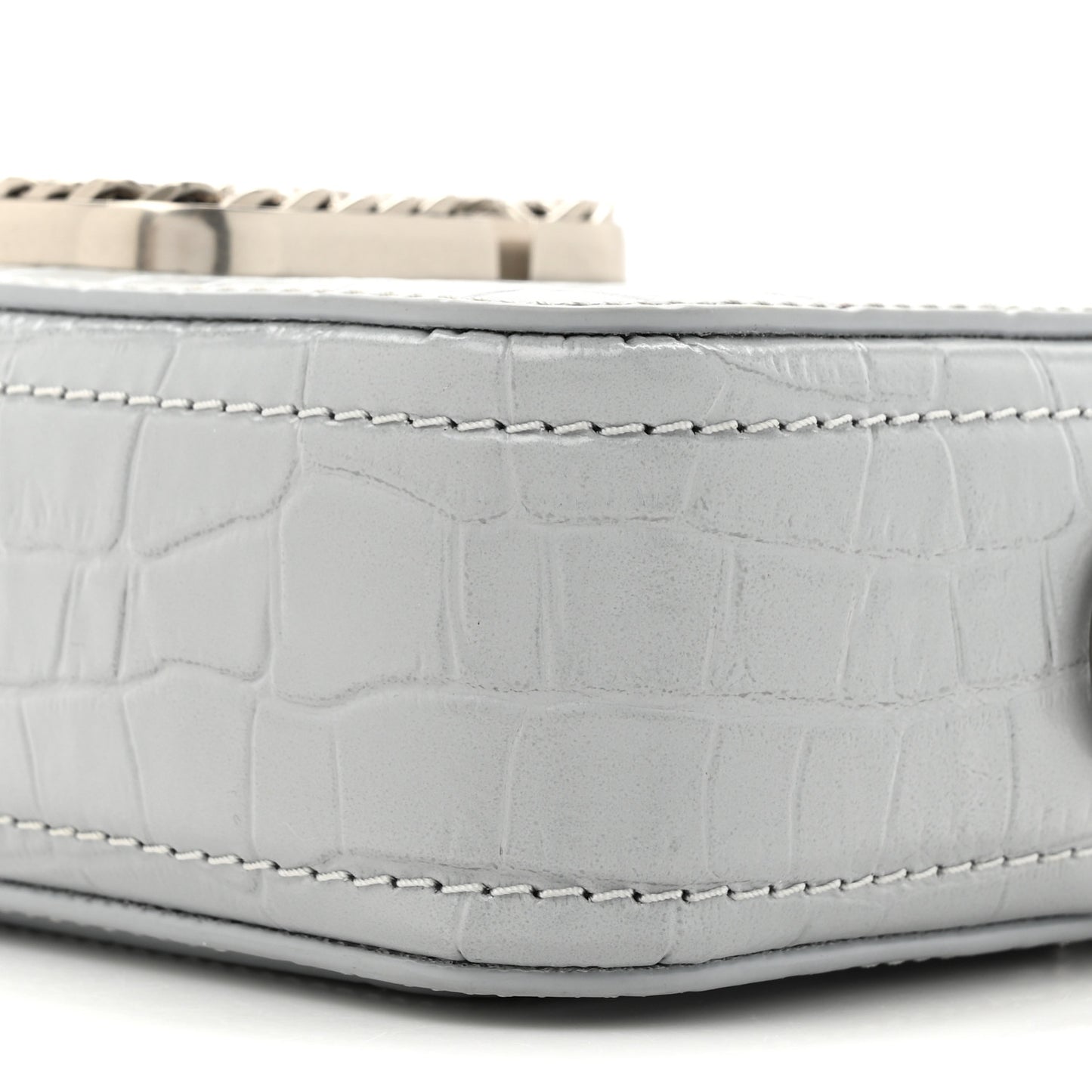 Calfskin Croc Embossed Snapshot Camera Bag Quarry