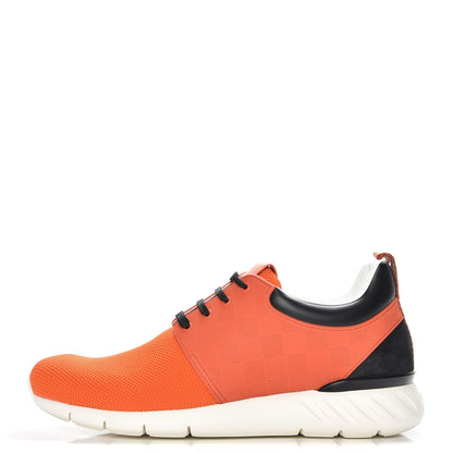 Louis Vuitton Rubber Mesh Suede Damier Fastlane Low Sneakers 9 Orange 1 of 9