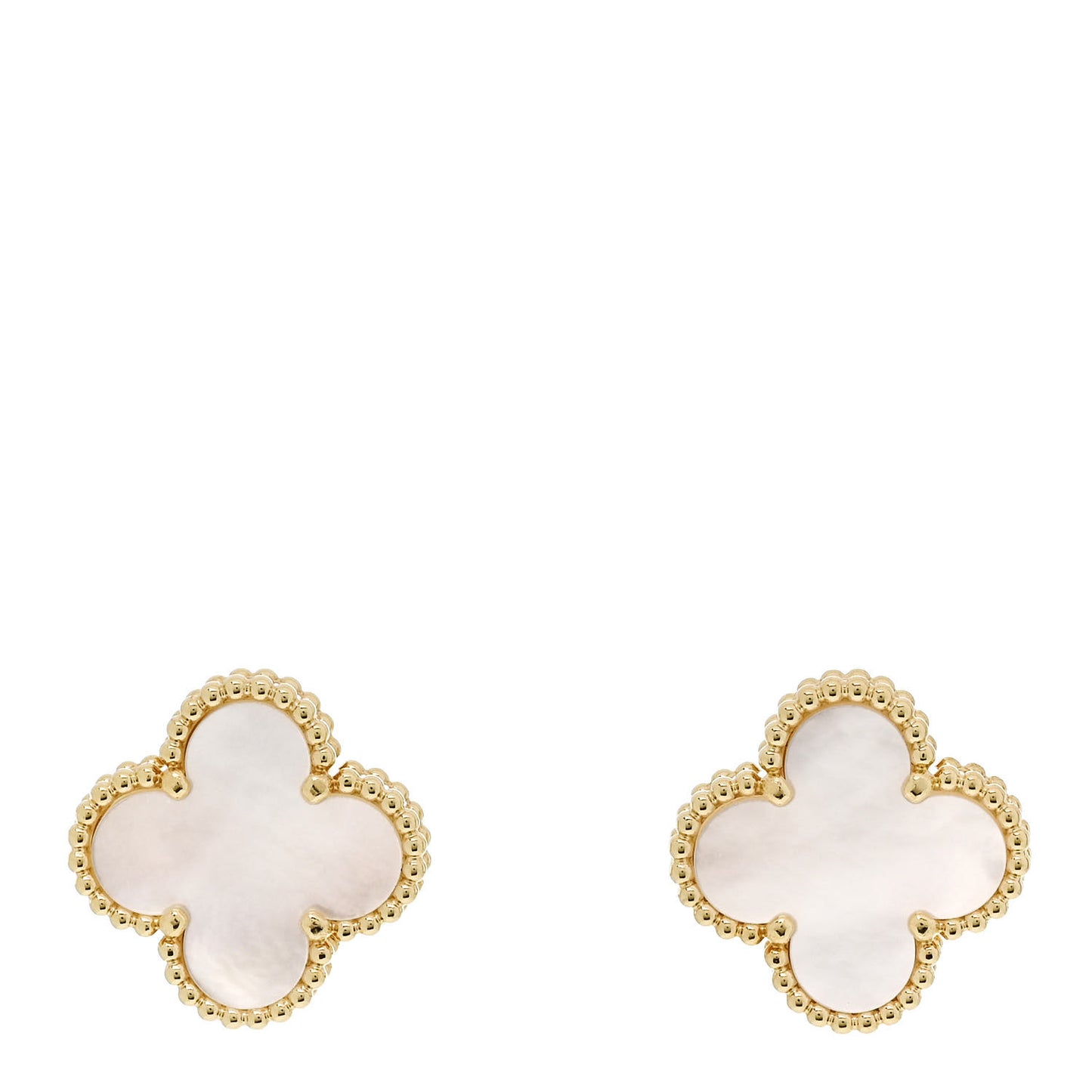 18K Yellow Gold Mother of Pearl Vintage Alhambra Earrings