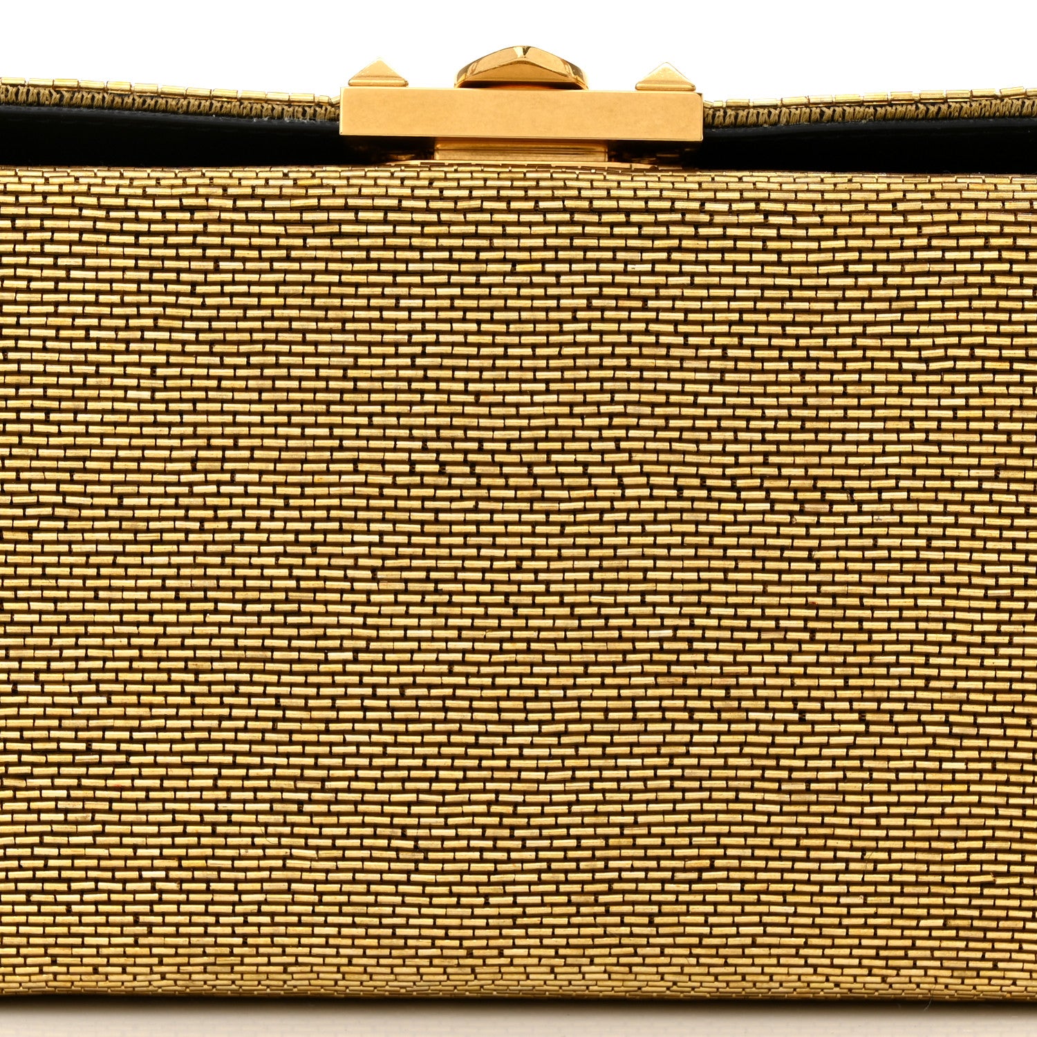 Valentino Garavani Metallic Calfskin Beaded Rockstud Evening Clutch Antique Bronze 7 of 9