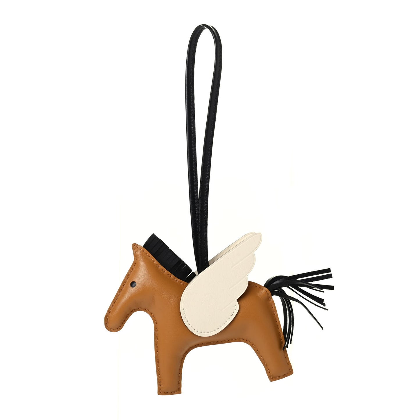 Milo Lambskin Grigri Rodeo Pegase Horse Bag Charm MM Sesame Black Nata