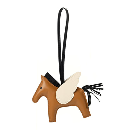 Hermes Milo Lambskin Grigri Rodeo Pegase Horse Bag Charm MM Sesame Black Nata 1 of 4