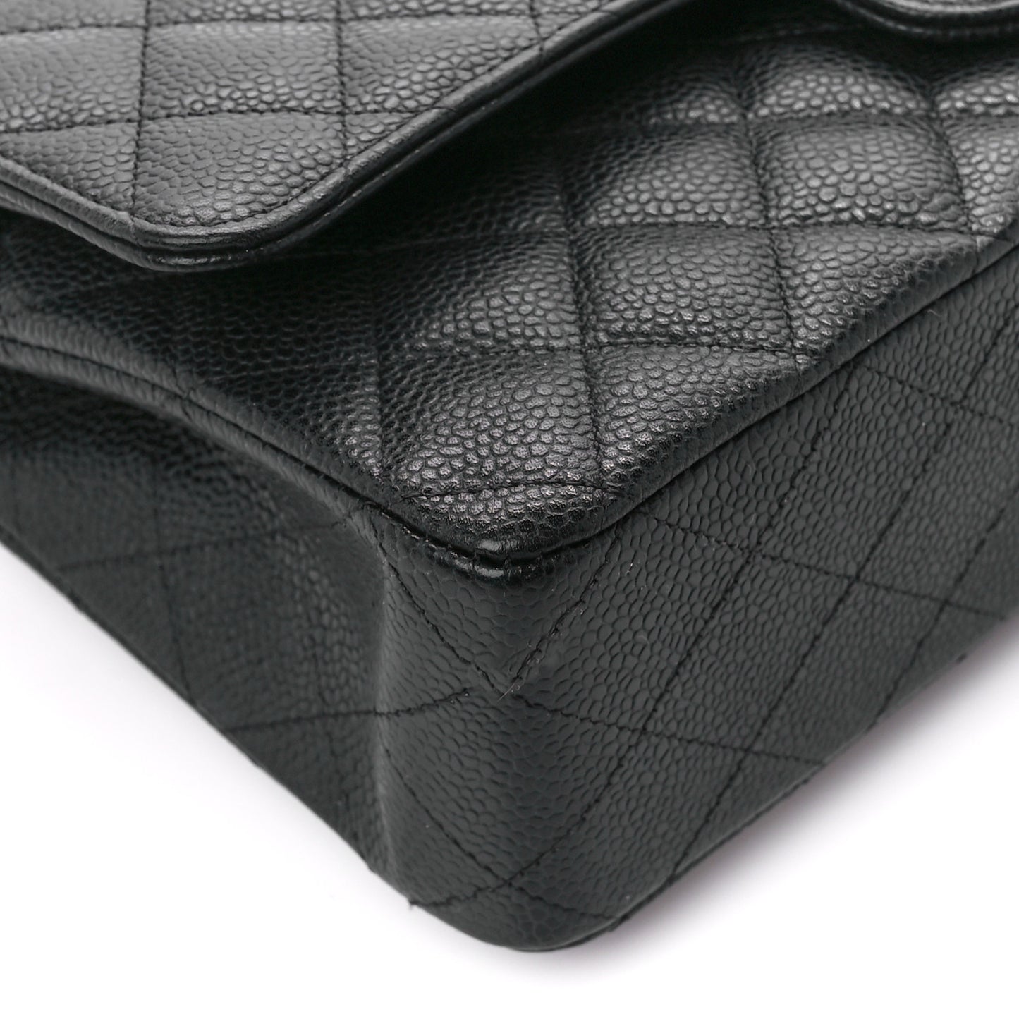 Caviar Quilted Medium Double Flap Black