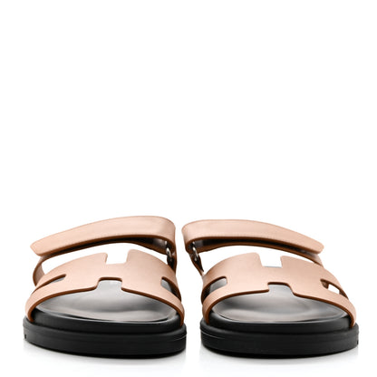 Hermes Calfskin Womens Chypre Sandals 37.5 Naturel 2 of 9