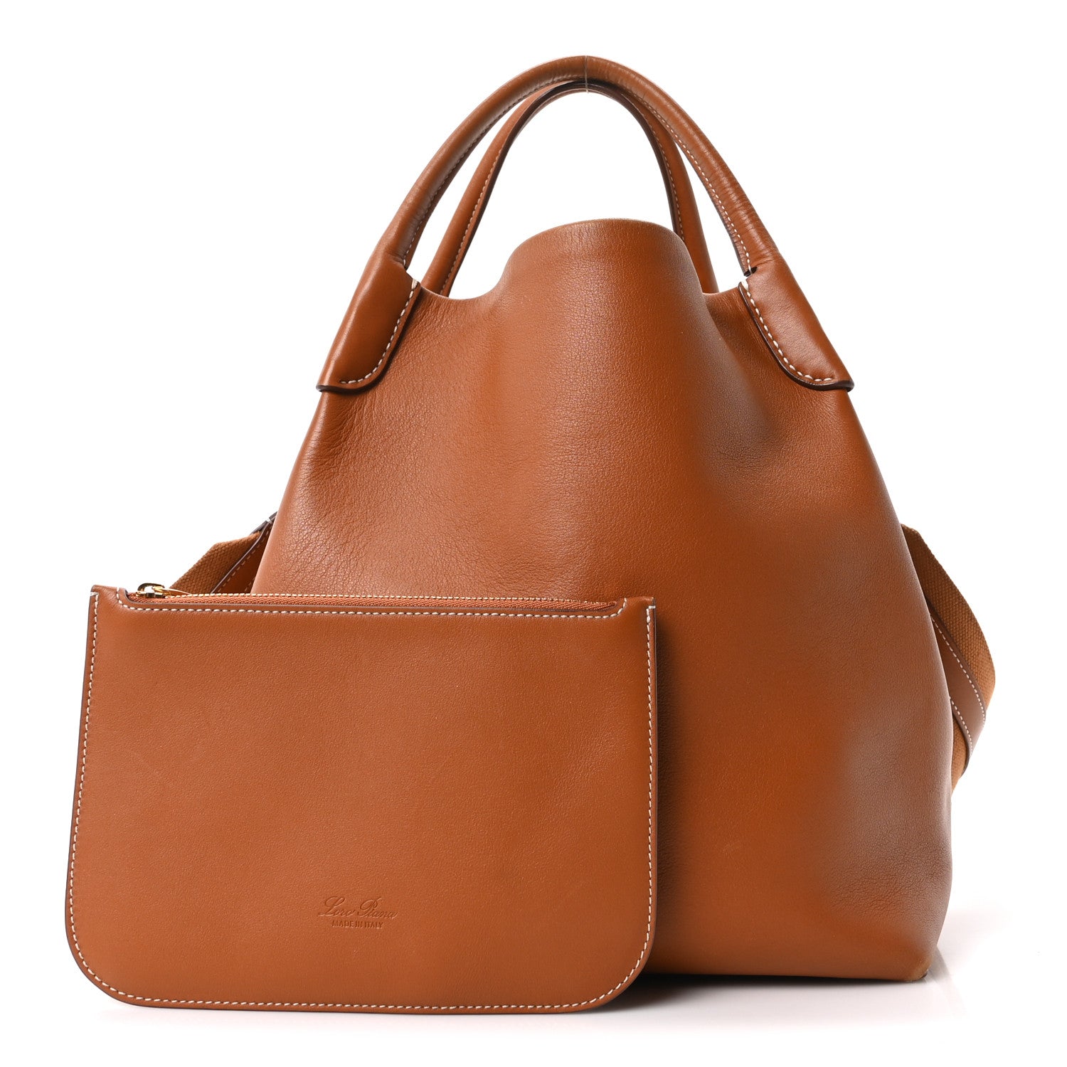 Loro Piana Grained Calfskin Large Bale Bag Cognac 3 of 10